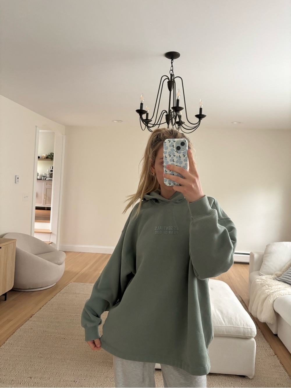 Relaxed Sage Green Essentials Hoodie